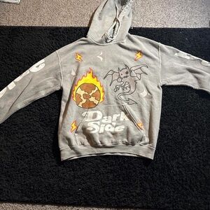Gray Graphic Hoodie with Dragon Design